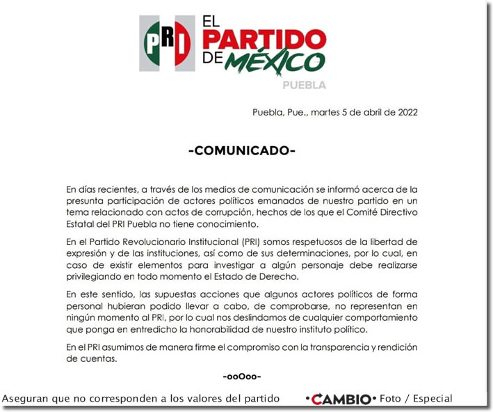 comunicado pri desfalco millonario