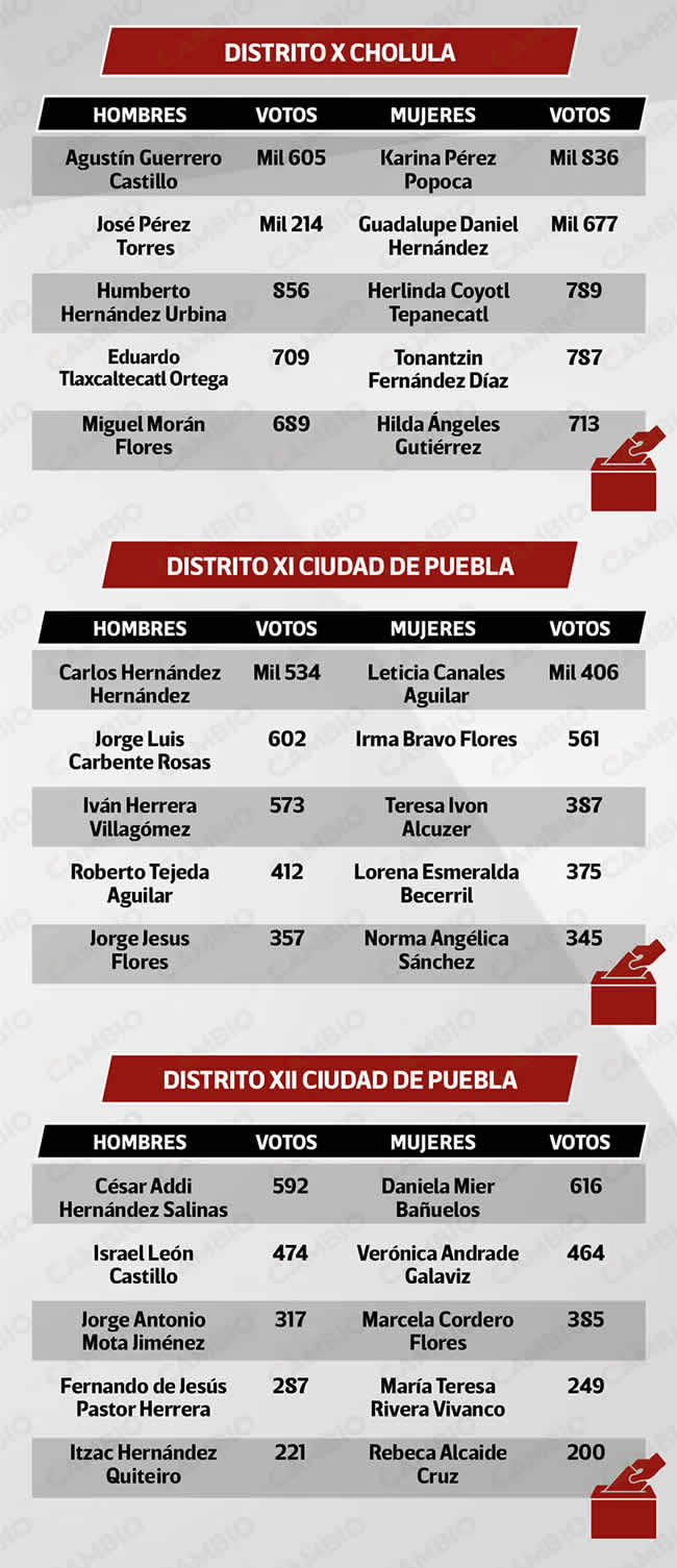 consejeros electos morena puebla distritos x xi xii