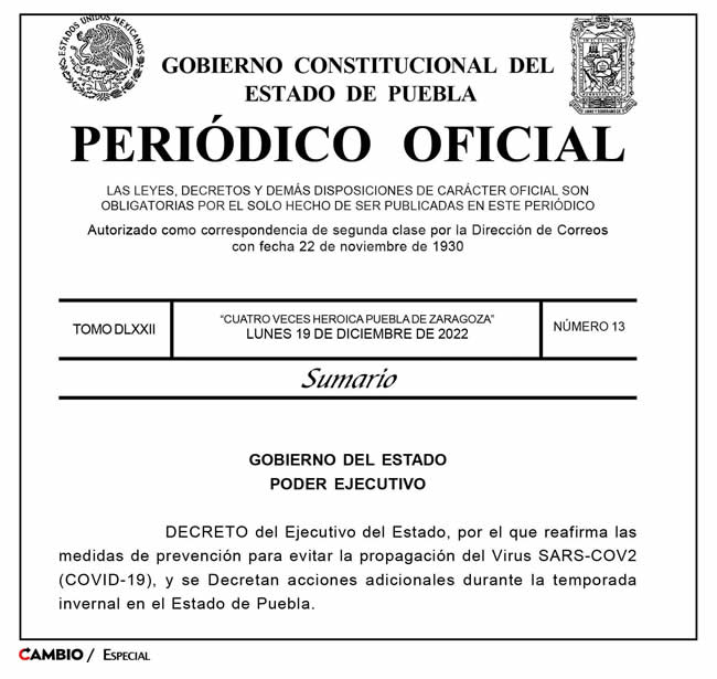 recorte periodico oficial estado regreso medidas anti covid sexta ola