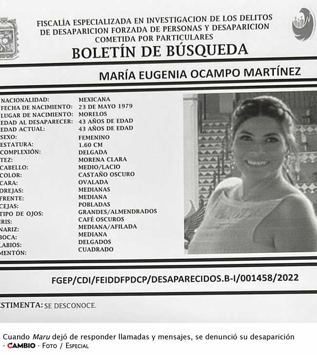 feminicidio maru ocampo anuncio desaparicion