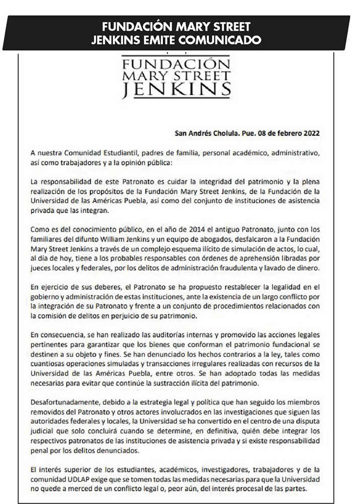 comunicado fundacion jenkins