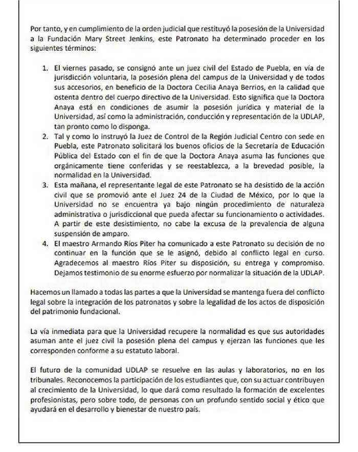 comunicado fundacion jenkinss