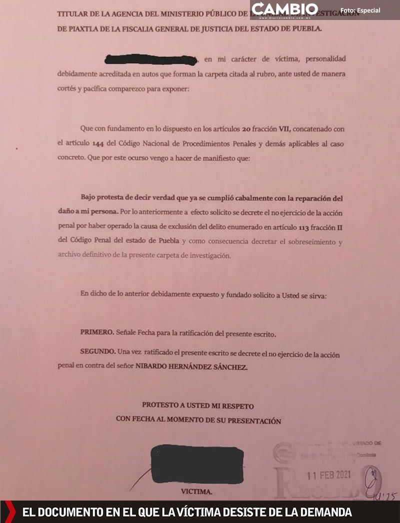 documento retiro denuncia nibardo