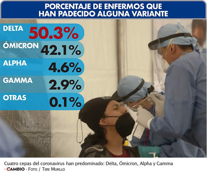 porcentaje cepas enfremos covid puebla