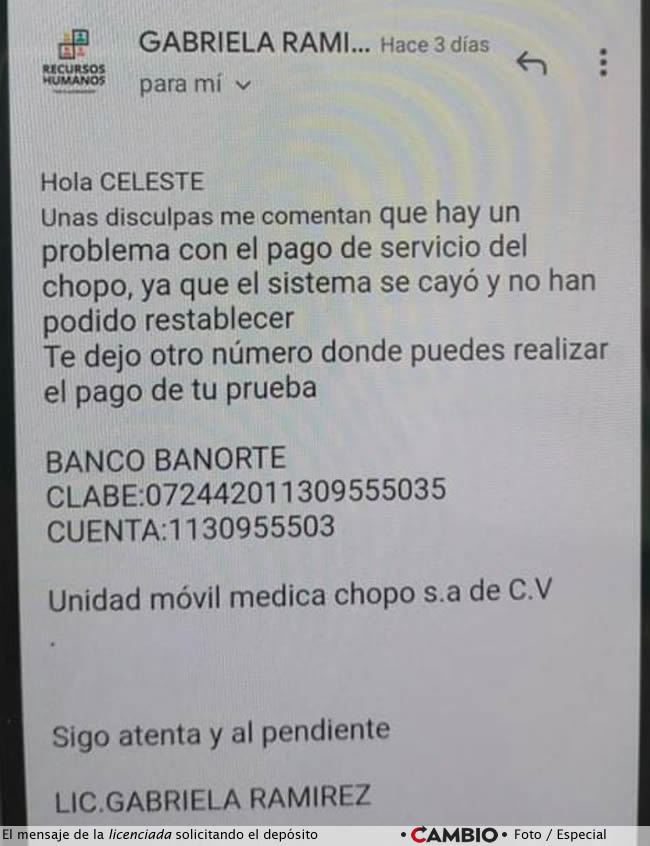 mensaje licenciada deposito