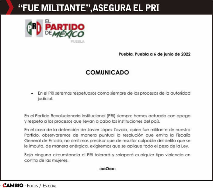 javier lopez zavala comunicado pri militante
