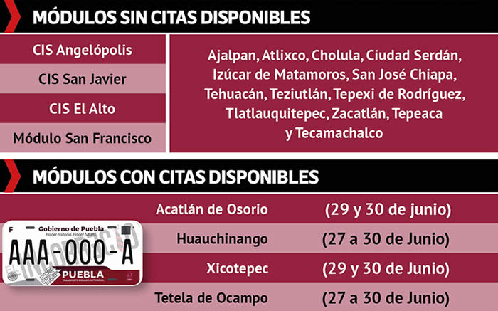 citas modulos reemplacamiento puebla