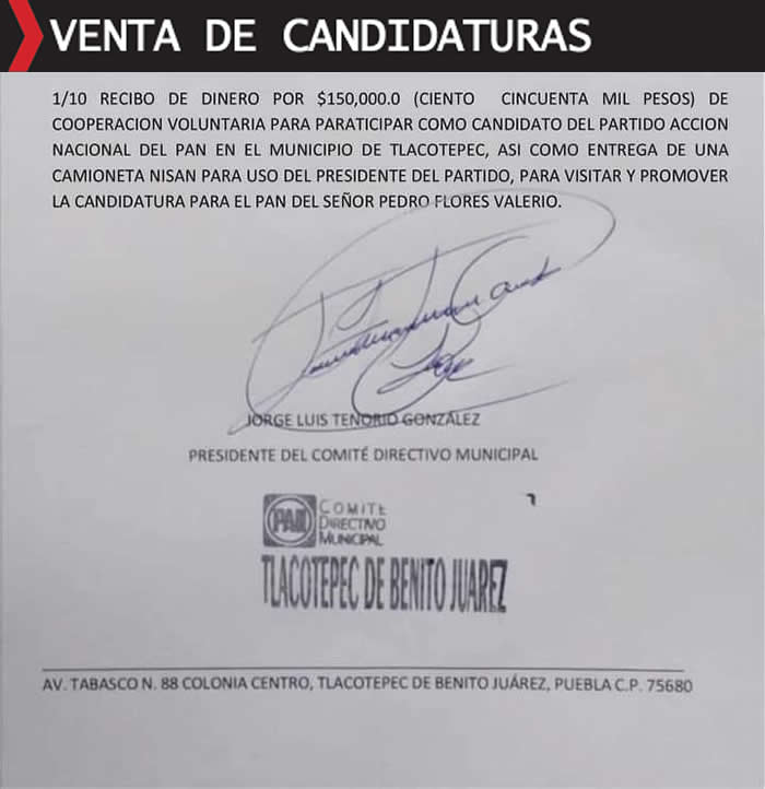 venta candidaturas tlacotepec