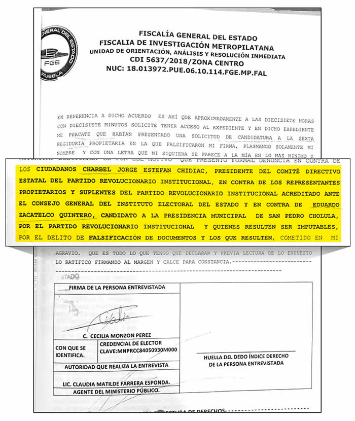 denuncia cecilia monzon vs estefan chidiac falsificacion firmas