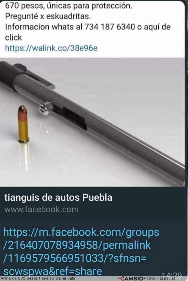 venta armas redes sociales puebla arma