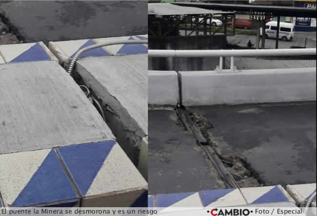 El puente de la Minera Autlán se desmorona