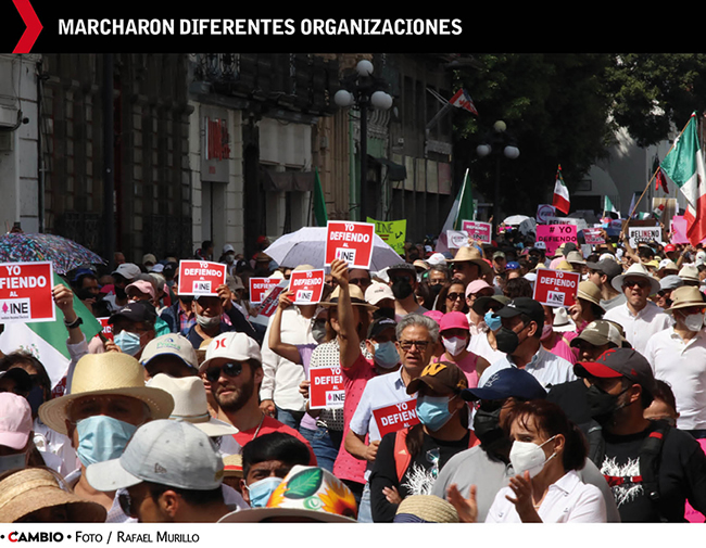 marcha del ine puebla diferentes organizaciones