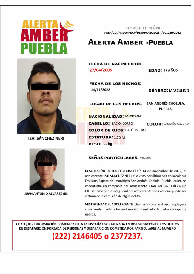 alerta amber menores fuga casa adolescente izai sanchez