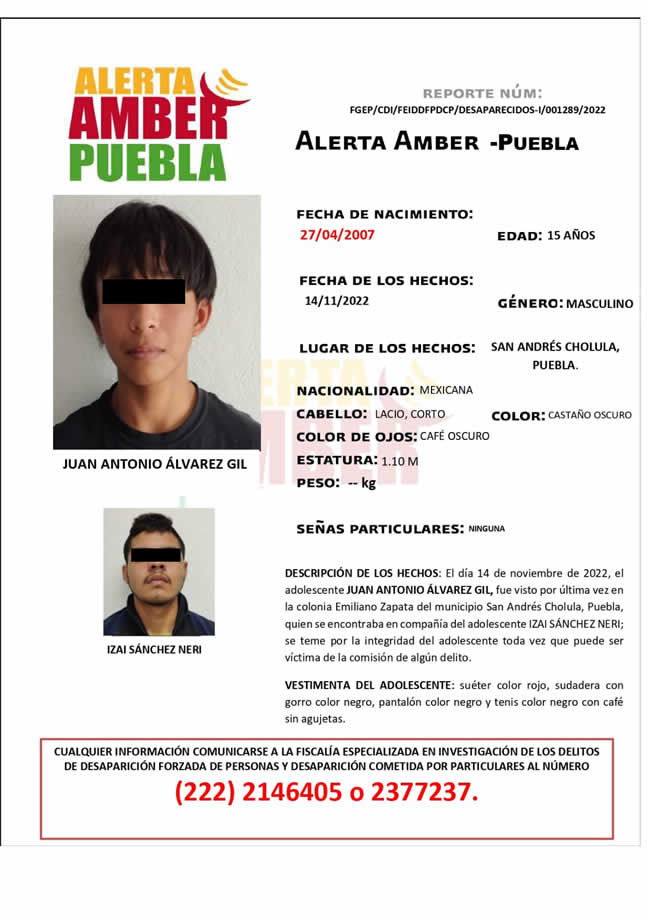 alerta amber menores fuga casa adolescente juan antonio alvarez