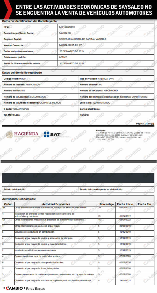 actividades economicas saysaleo compra patrullas tehuacan