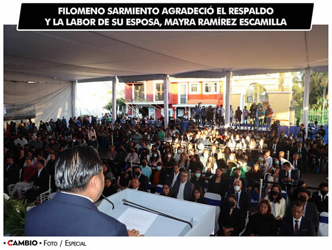 primer informe filomeno sarmiento cuautlancingo agradecimiento esposa