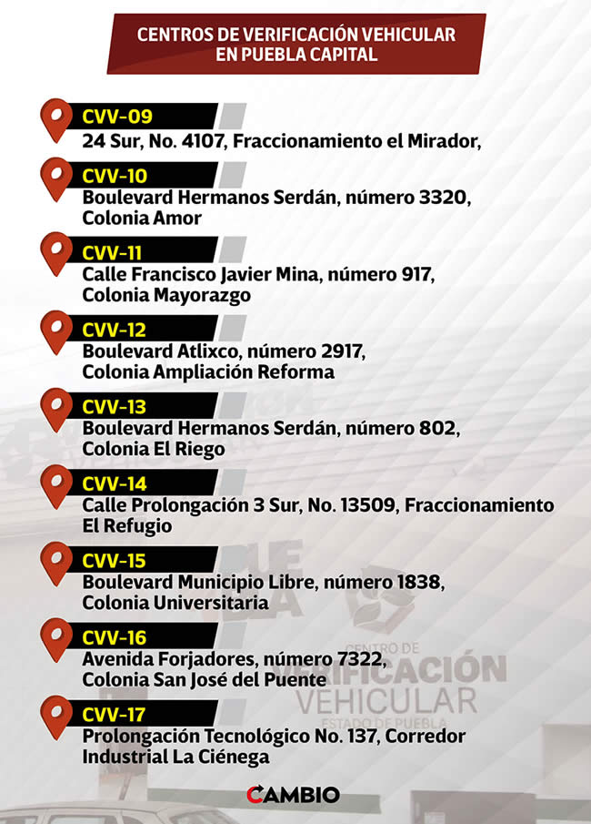 centros verificacion vehicular puebla capital