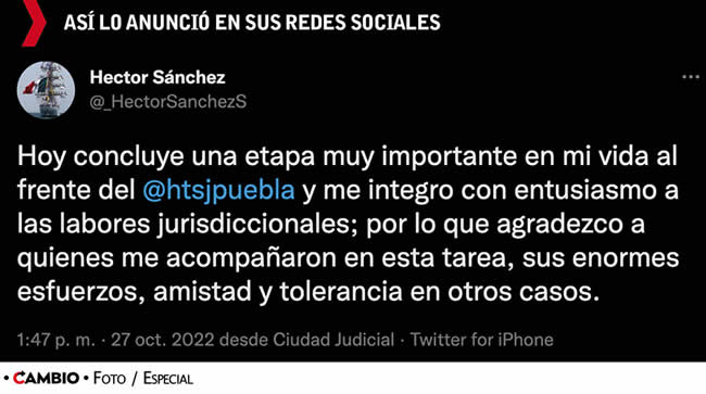 renuncia hector sanchez presidencia tsj anuncio redes sociales