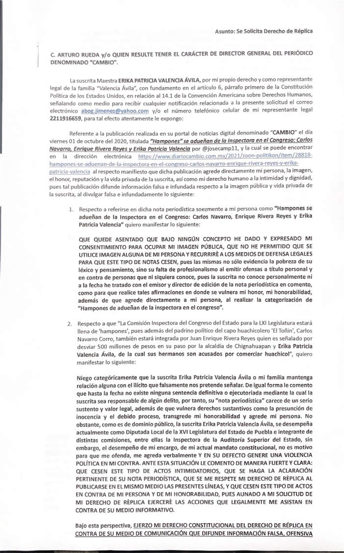 carta aclaratoria Patricia Valencia Ávila