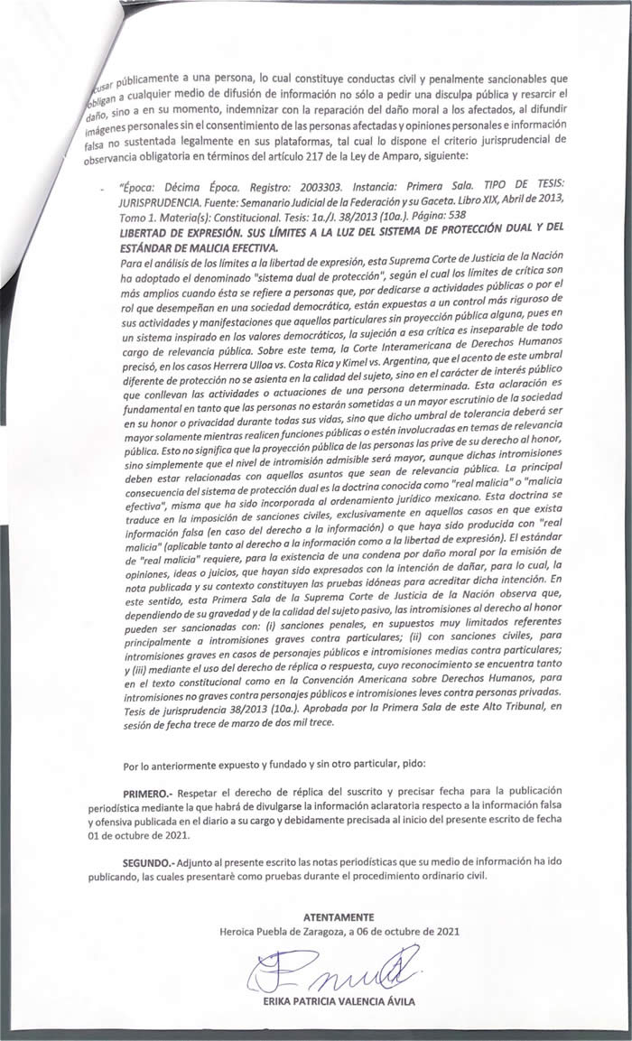 carta aclaratoria Patricia Valencia Ávila