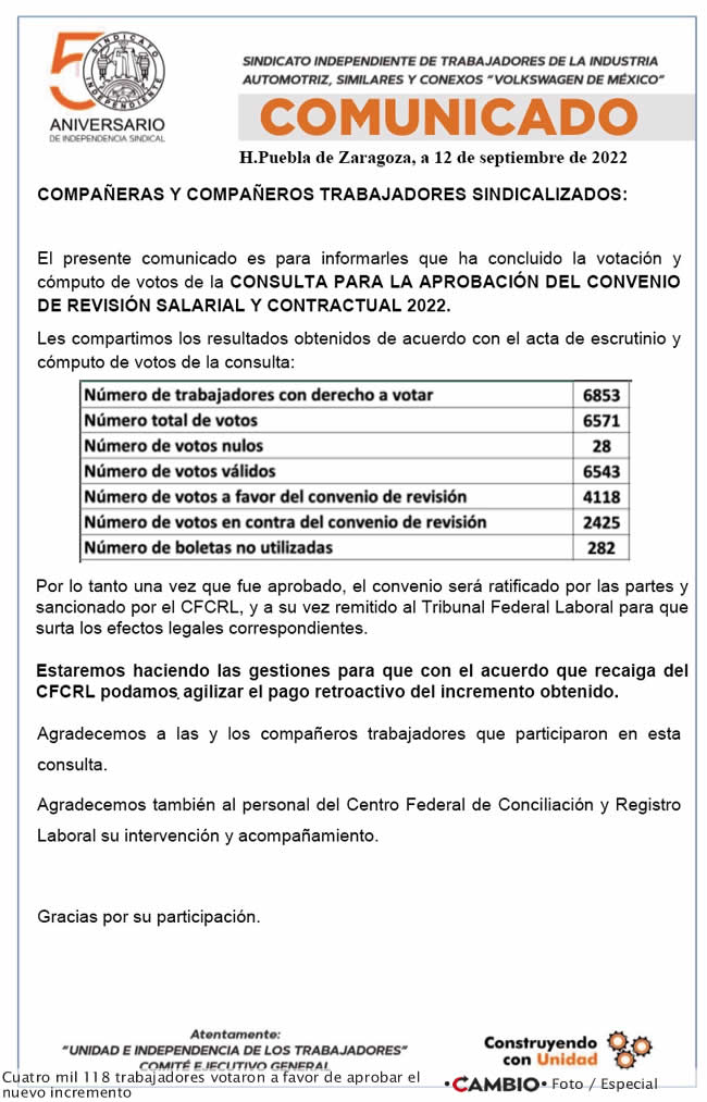 comunicado sitiavw total votacion aumento salario vw