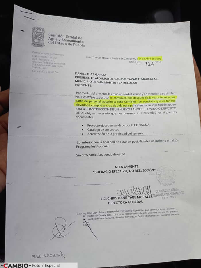 comunicado ceas puebla tanque texmelucan