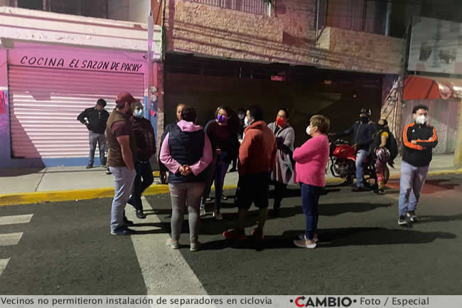 vecinos san manuel impiden instalacion ciclovia