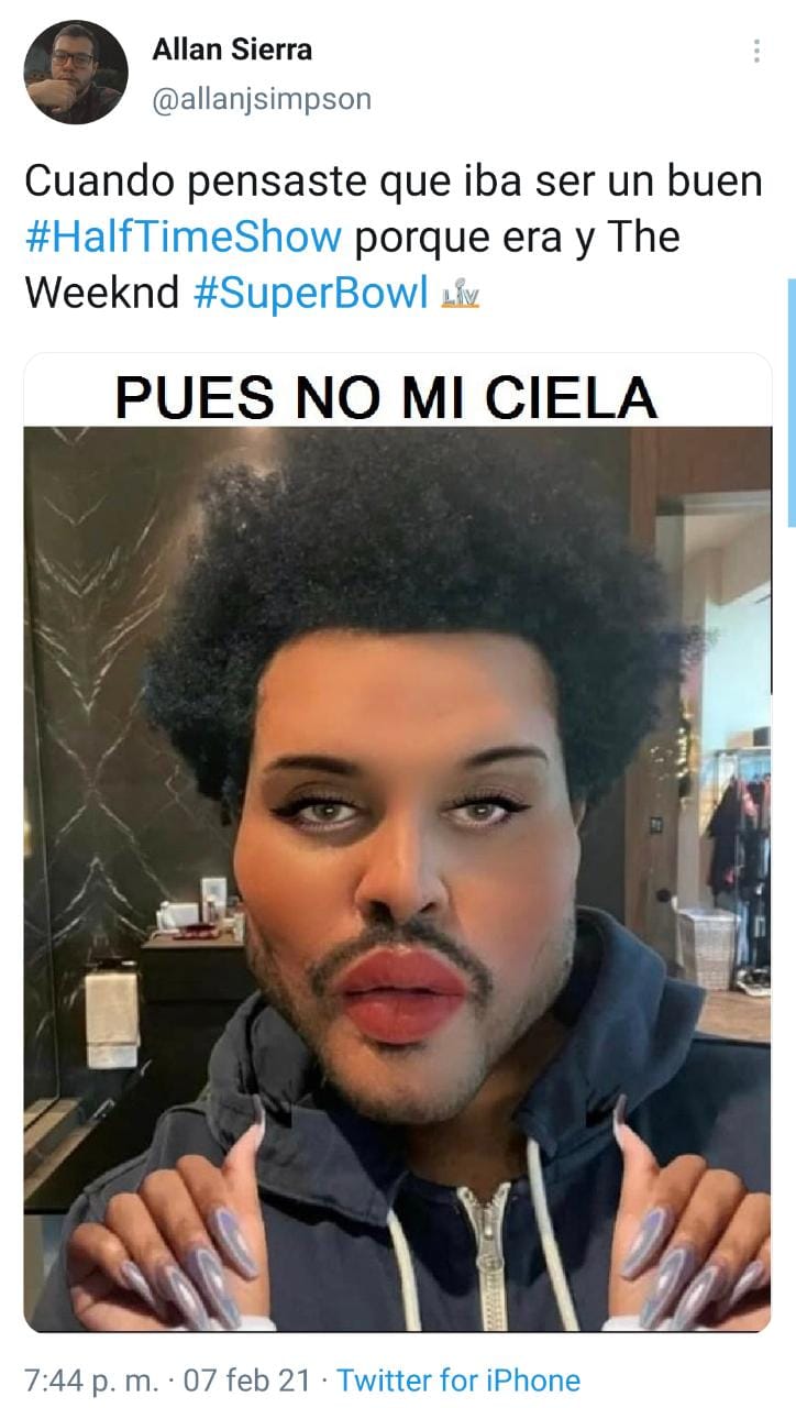 meme The Weeknd en el Super Bowl