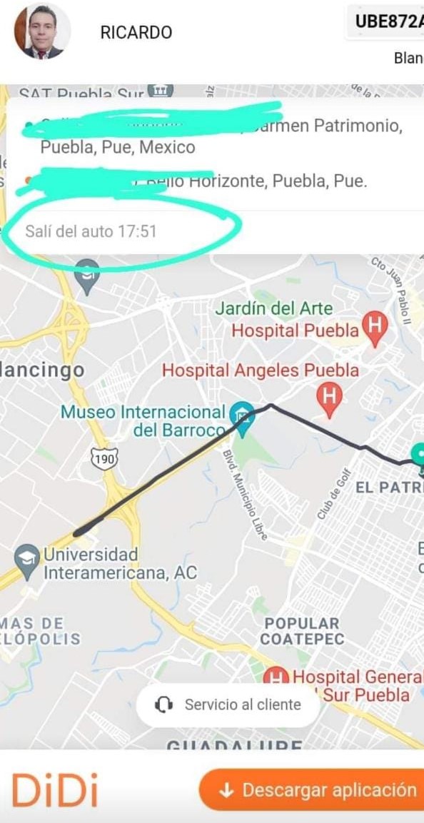 Jovencita entra en pánico y acusa a DiDi de cambiar de ruta de Puebla a  Cuautlancingo