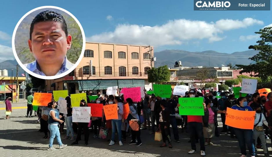 Pobladores de Ajalpan exigen al gobierno de Sergio Sandoval cancelar el DAP