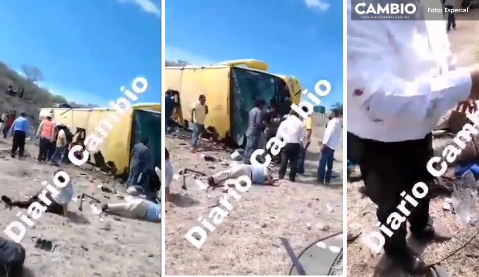 ¡Sábado trágico! Pasajero borracho provoca volcadura de ORO en Izúcar; hay seis muertos (VIDEO)