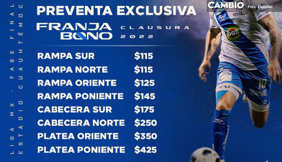 Boletos para el repechaje Puebla vs Chivas al 50 por ciento sólo para abonados