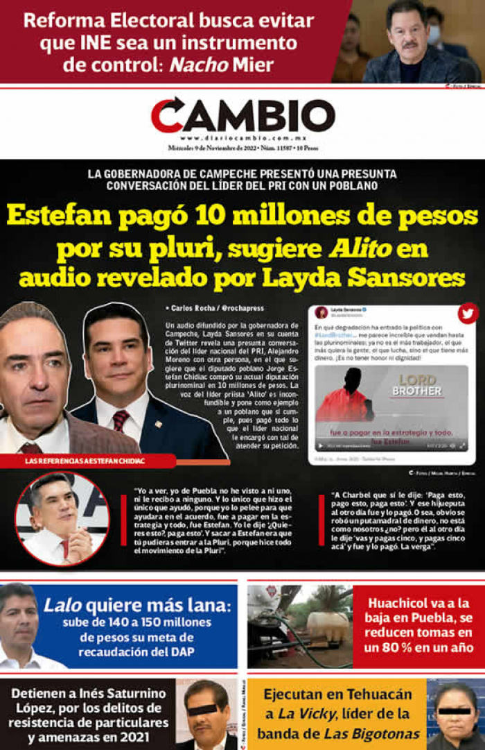 Estefan pagó 10 millones de pesos por su pluri, sugiere Alito en audio revelado por Layda Sansores