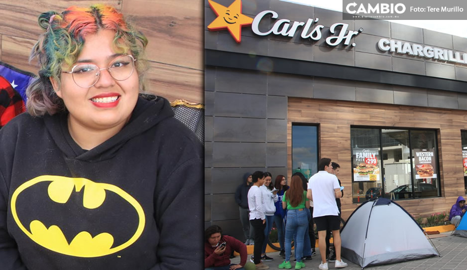Conoce a Alín, la primera poblana en formarse en Carl’s Jr por una hamburguesa gratis ¡Todo Puebla esta ahí! (FOTOS)