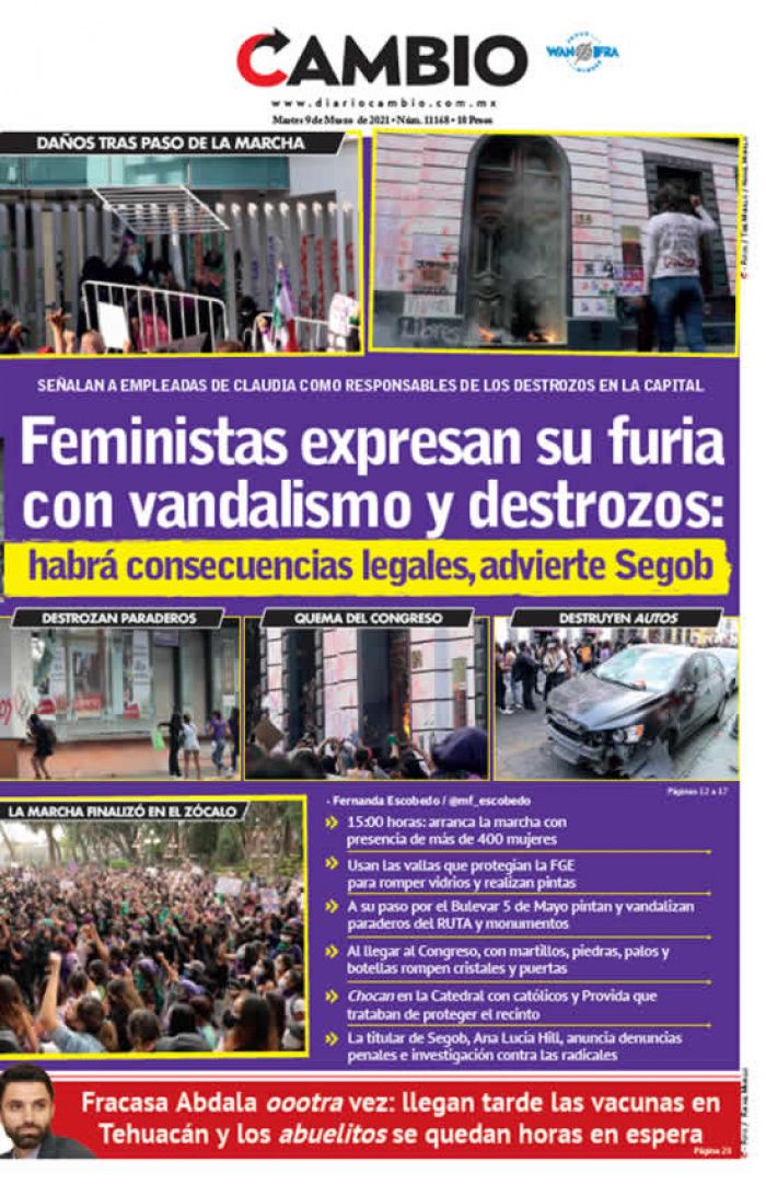 Feministas expresan su furia con vandalismo y destrozos: habrá consecuencias legales, advierte Segob