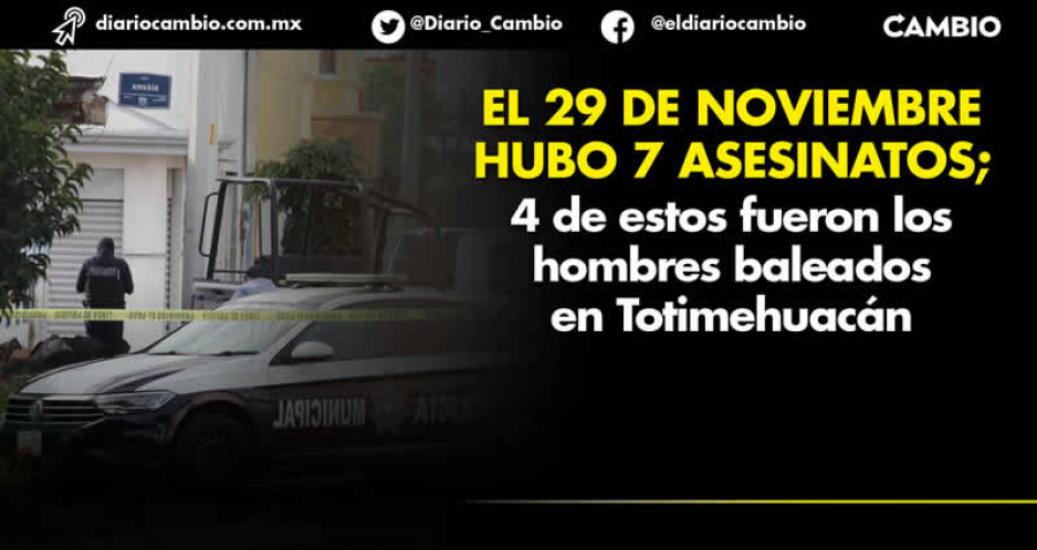 Noviembre cierra con 72 asesinatos en Puebla; en el día más violento hubo siete ejecuciones