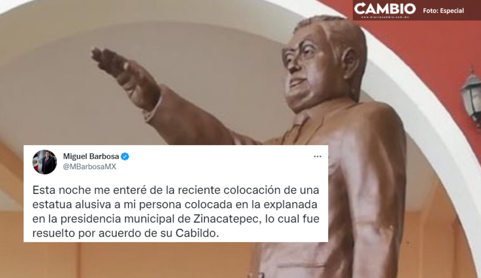 Estatua de Barbosa fue colocada en Zinacatepec, solicita el gobernador que sea retirada (VIDEO)
