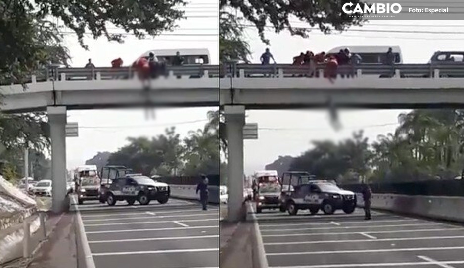 ¡No lo ayudaron! Policías de Cuernavaca observan a un hombre caer desde un puente (VIDEO)