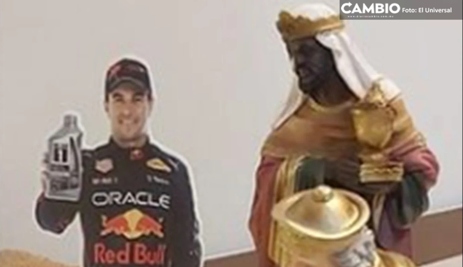 Familia pone al Checo Pérez junto a Baltasar en nacimiento del niño Jesús