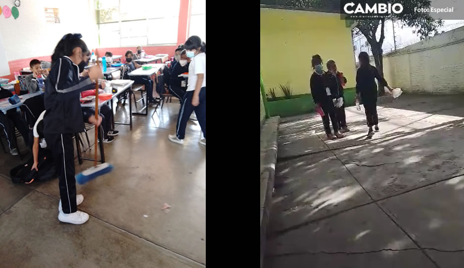 Directora de primaria ‘Alfonso y Fernando Franco’ obliga a alumnos a limpiar baños y patio, acusan papás (VIDEO)