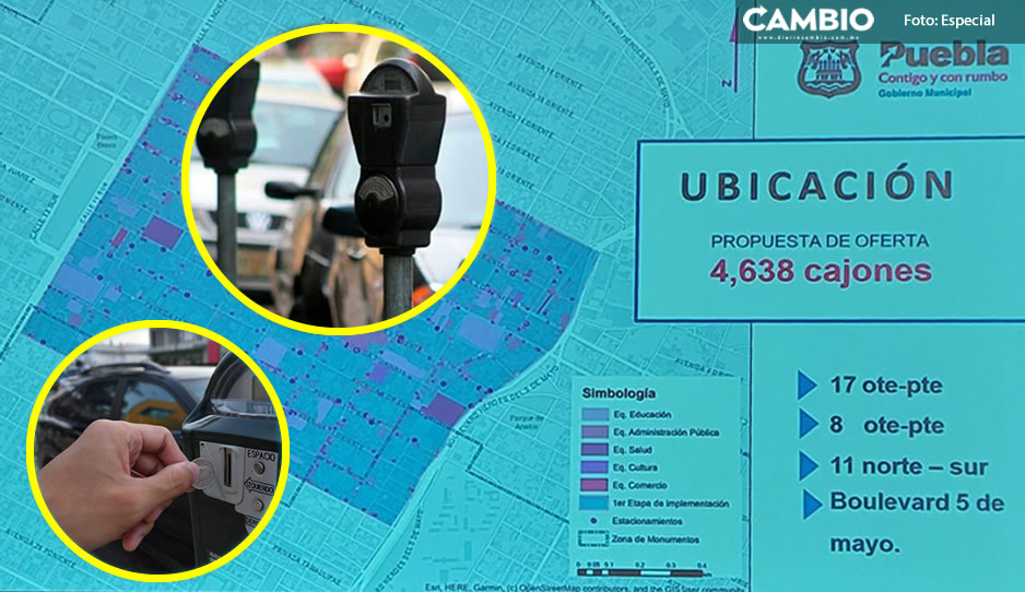 De la 12 poniente a la 17 oriente y de la 11 norte-sur al Bulevar 5 de Mayo: este es el polígono de parquímetros