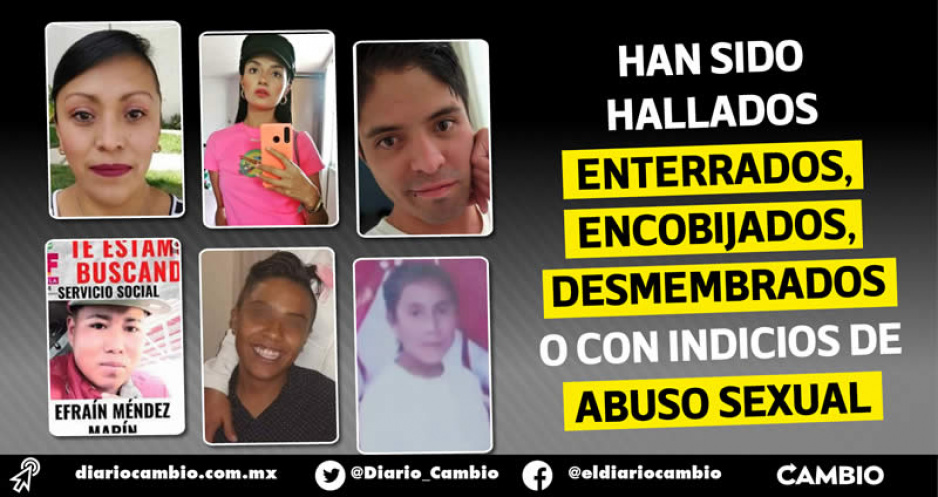 Van siete poblanos reportados como desaparecidos y aparecen muertos