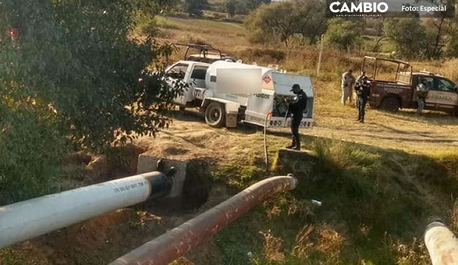 ¡Otra vez! Huachigaseros dejan conectada pipa de gas a toma clandestina en El Verde