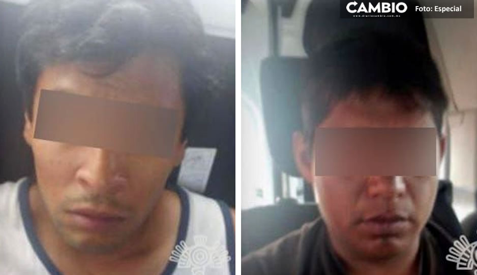 Policía Estatal detiene a dos personas en posesión de aparente cristal en Huejotzingo