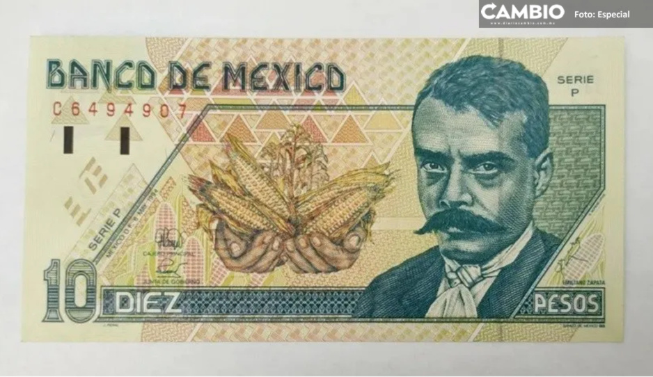 Ofrecen hasta 40 mil pesos por billete de 10 pesos de Emiliano Zapata