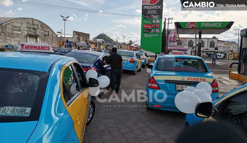 Emotiva caravana realizan taxistas de Atlixco en honor a Gian y Carlos; claman justicia (FOTOS)