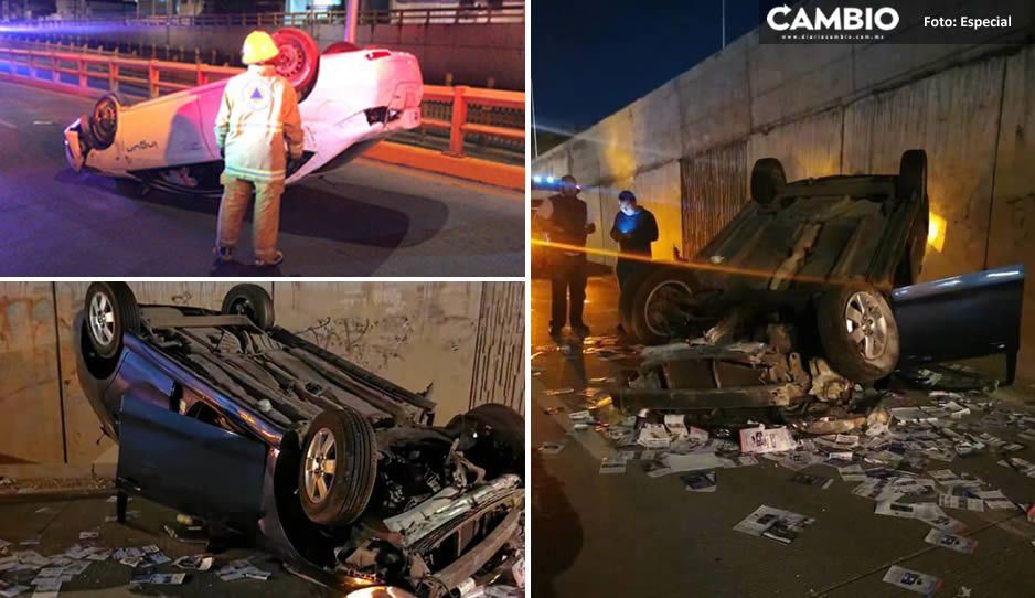Fin de semana catastrófico; reportan tres volcaduras por manejar a exceso de velocidad en Puebla