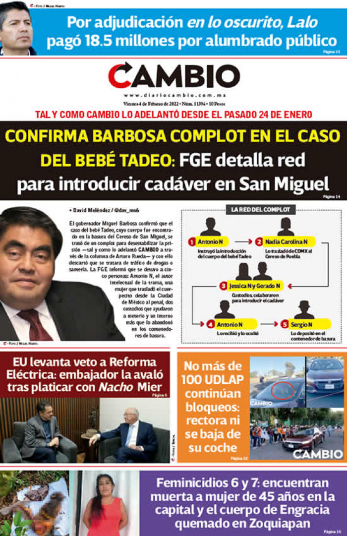 CONFIRMA BARBOSA COMPLOT EN EL CASO DEL BEBÉ TADEO: FGE detalla red para introducir cadáver en San Miguel