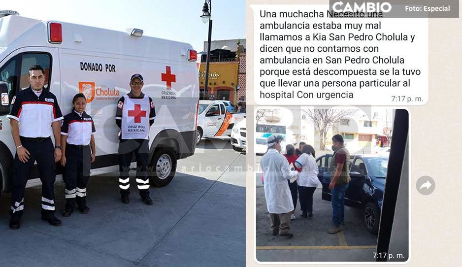 Reportan falta de ambulancias en San Pedro Cholula 