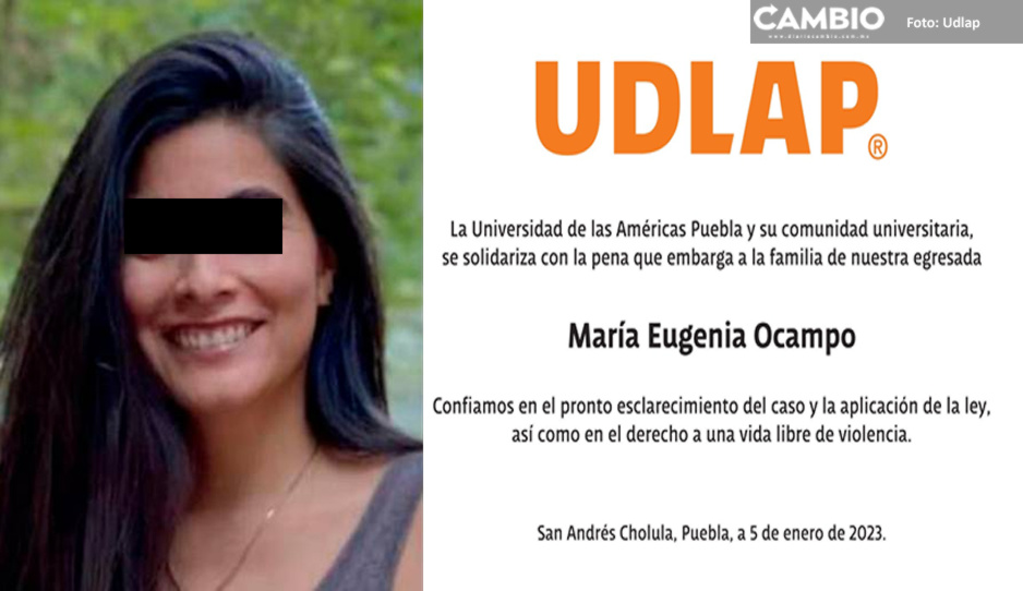 UDLAP exige justicia por el feminicidio de Maru Ocampo